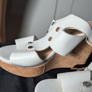Guess White leather wedges Size 6.5